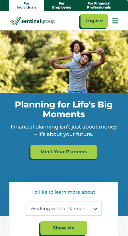 Sentinel website mobile view